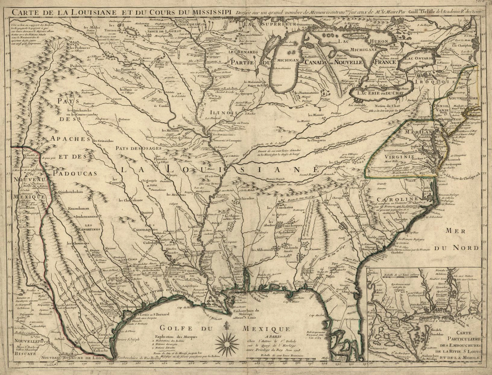 A French language map of North America.
